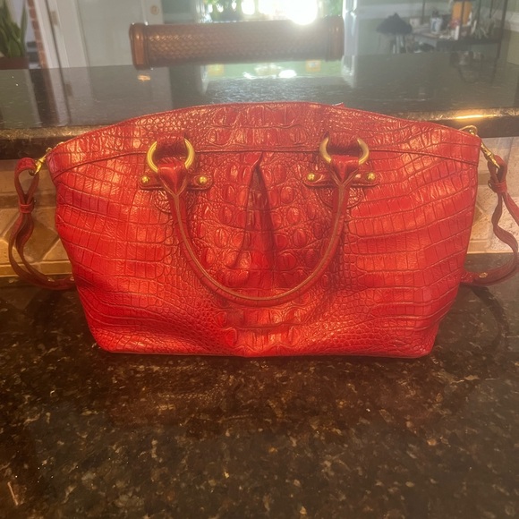 Brahmin Handbags - Brahmin Red Crocodile-Embossed Shoulder Bag